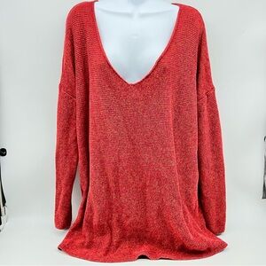 Old Navy Women’s Rust Knit 100% Cotton Summer Sweater with Deep V-Neck-Size XXL